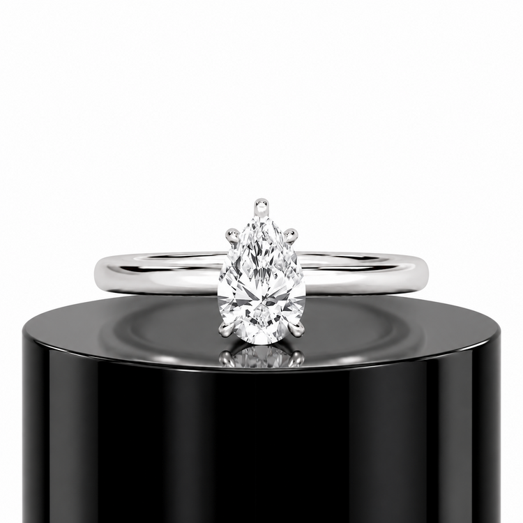 Pear Hidden Halo Ring