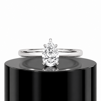 Pear Hidden Halo Ring
