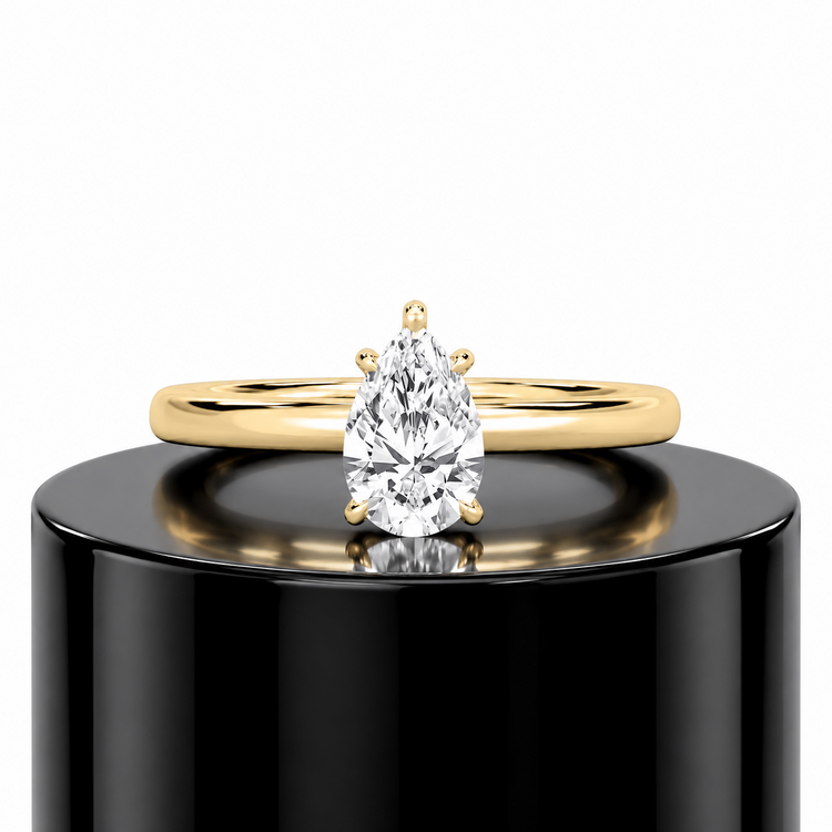 Pear Hidden Halo Ring