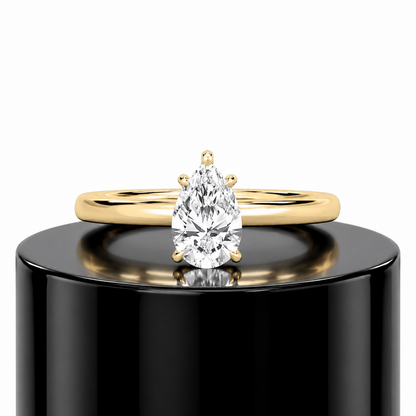 Pear Hidden Halo Ring