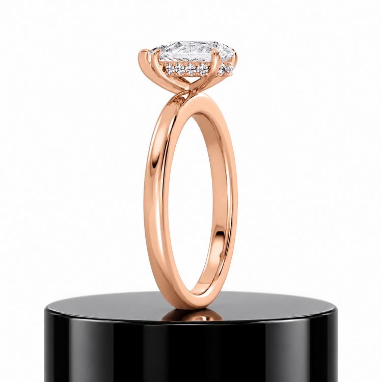 Pear Hidden Halo Ring