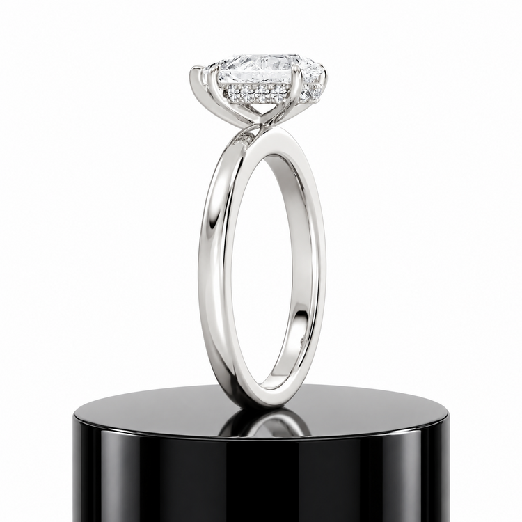 Pear Hidden Halo Ring