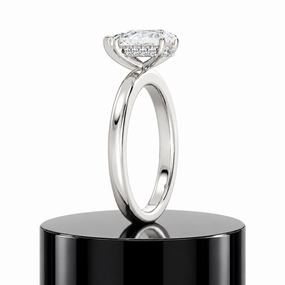 Pear Hidden Halo Ring