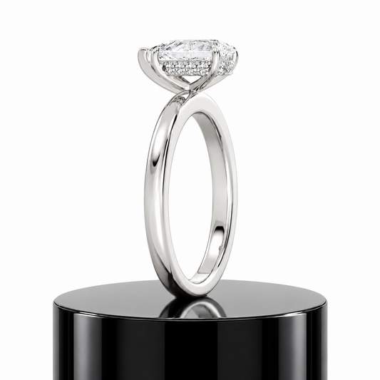 Pear Hidden Halo Ring