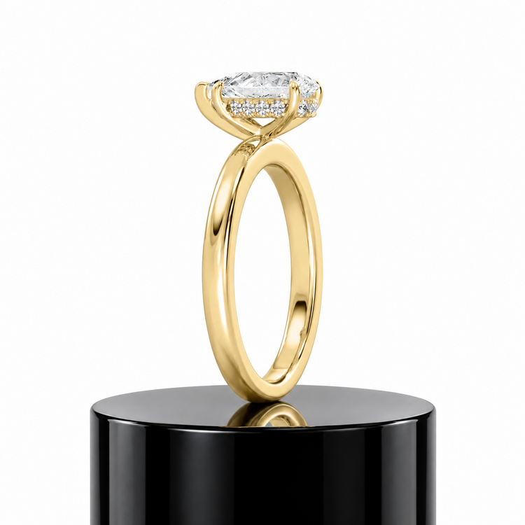 Pear Hidden Halo Ring
