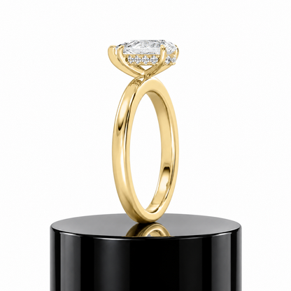 Pear Hidden Halo Ring