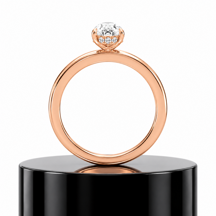 Pear Hidden Halo Ring