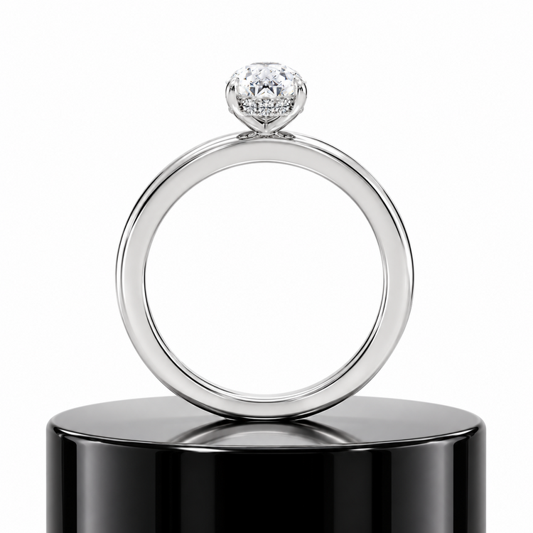 Pear Hidden Halo Ring