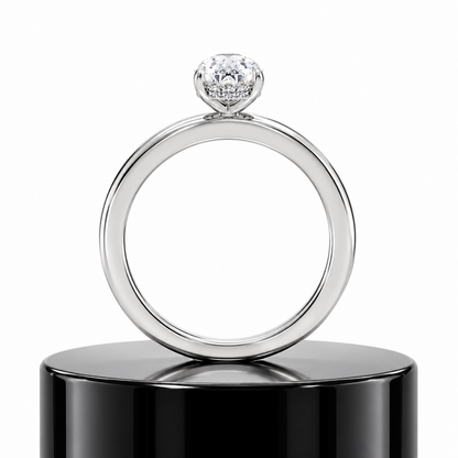 Pear Hidden Halo Ring