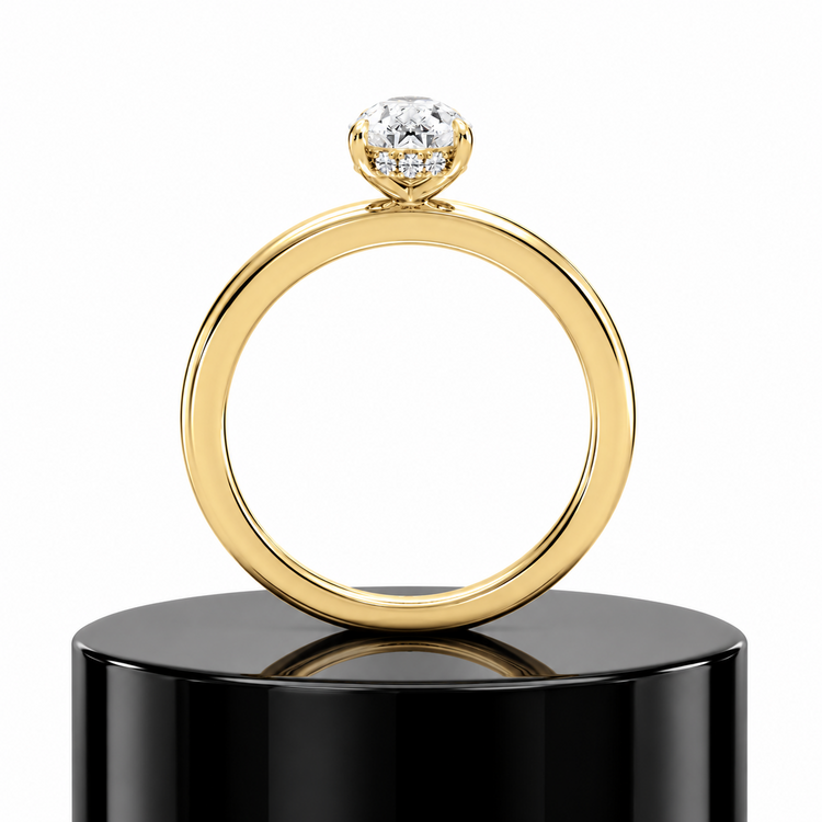 Pear Hidden Halo Ring