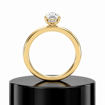 Pear Hidden Halo Ring