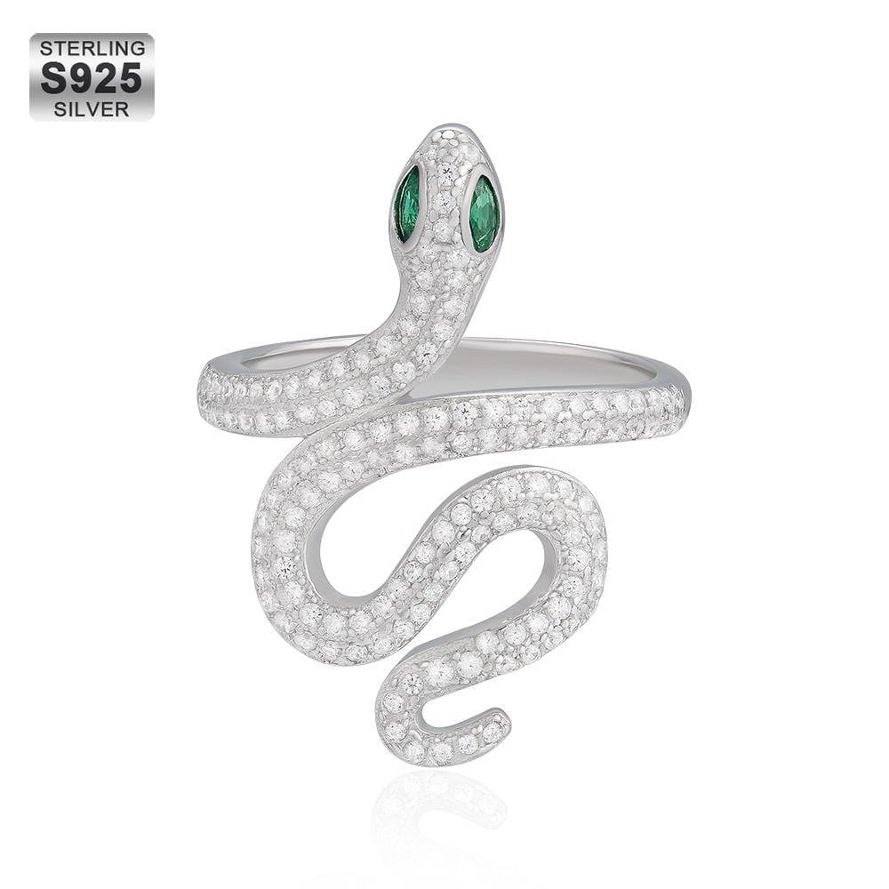 Emerald Eyed Serpent Snake Ring