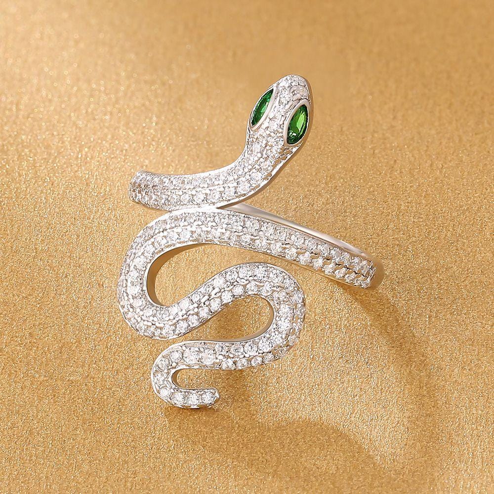 Emerald Eyed Serpent Snake Ring