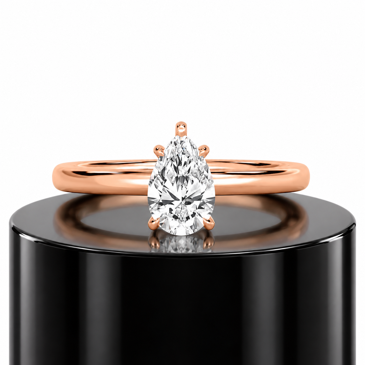 Pear Hidden Halo Ring
