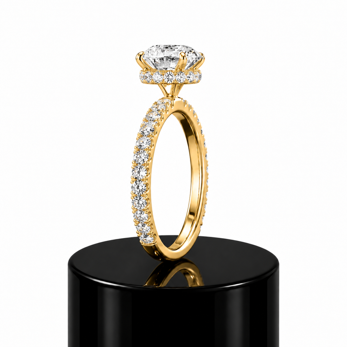 Round Hidden Halo Engagement Ring
