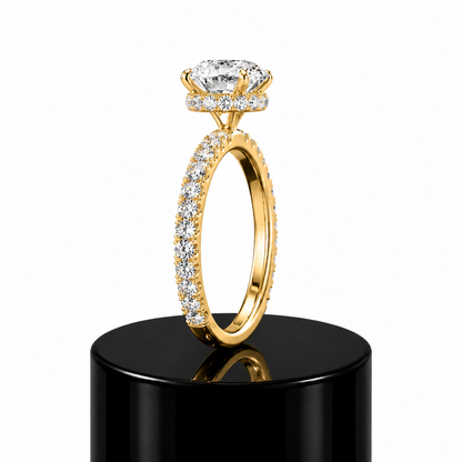Round Hidden Halo Engagement Ring