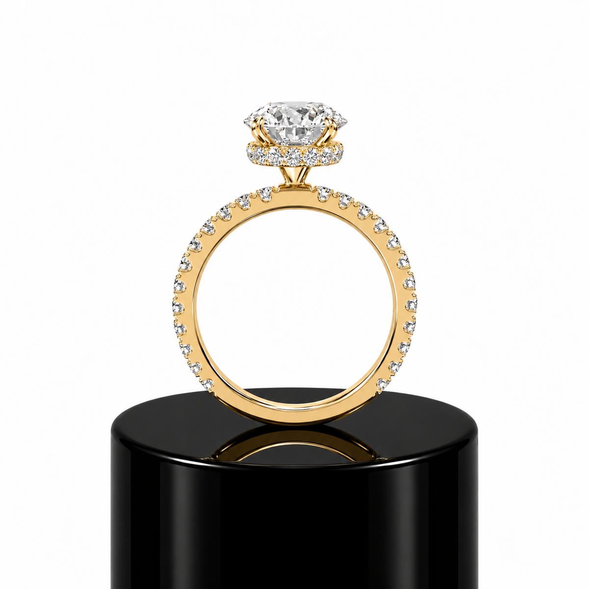 Round Hidden Halo Engagement Ring