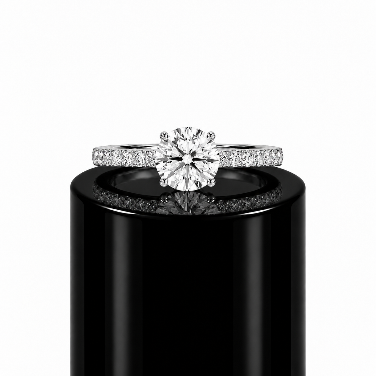 Round Hidden Halo Engagement Ring