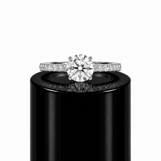 Round Hidden Halo Engagement Ring
