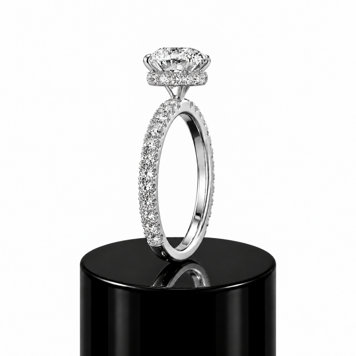 Round Hidden Halo Engagement Ring