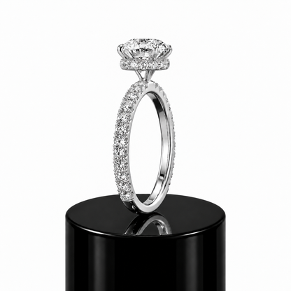 Round Hidden Halo Engagement Ring