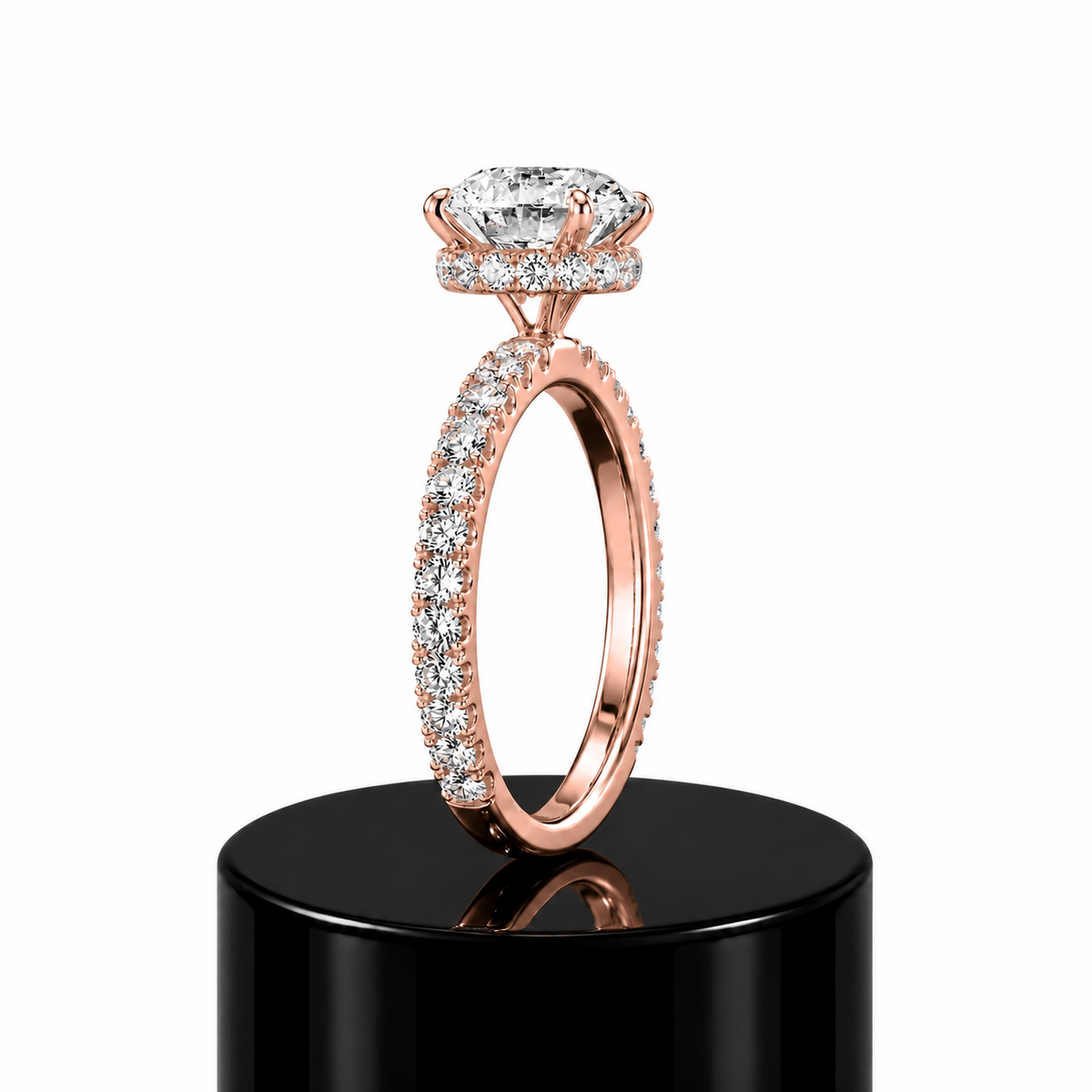 Round Hidden Halo Engagement Ring