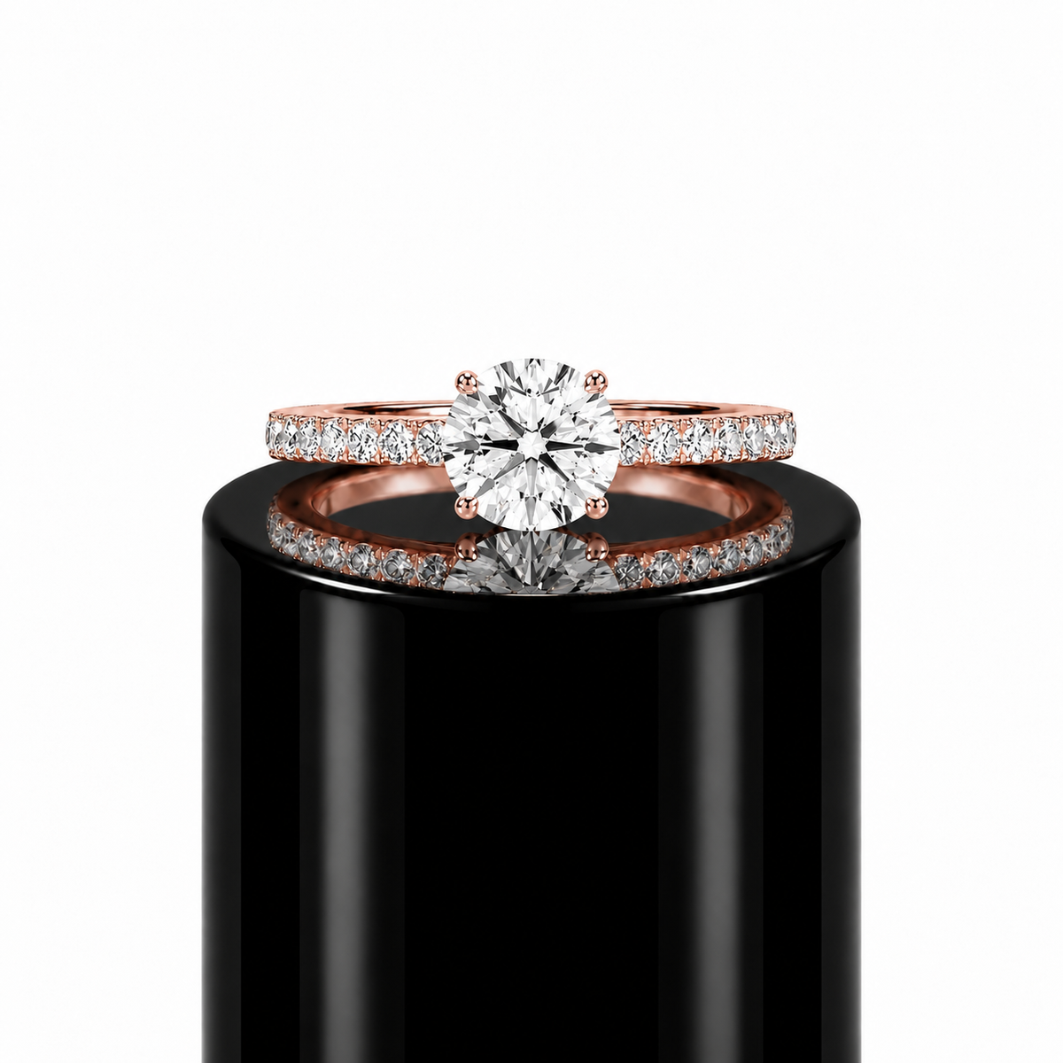 Round Hidden Halo Engagement Ring