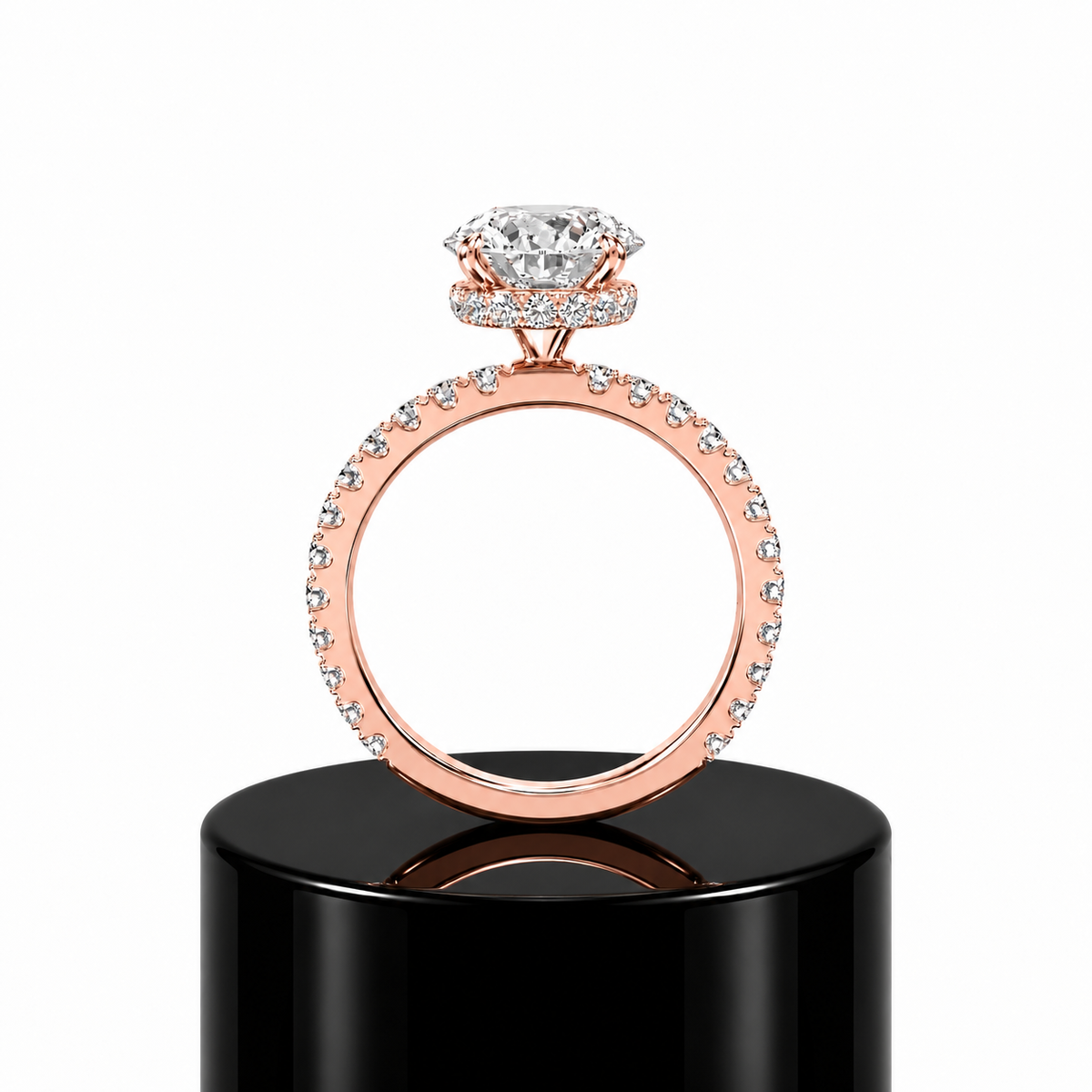 Round Hidden Halo Engagement Ring