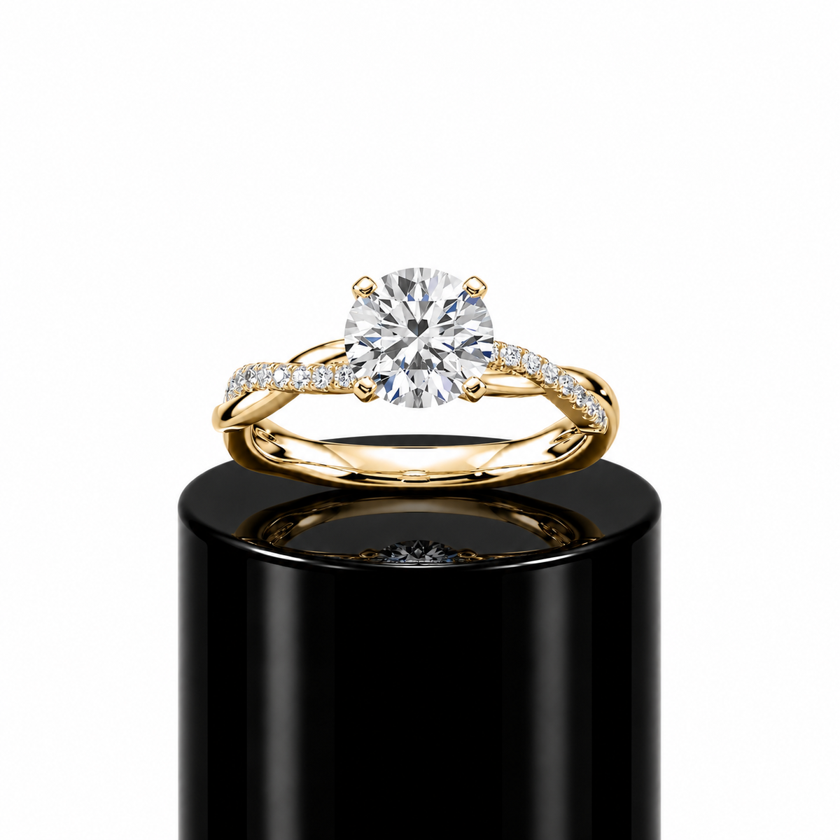 Round Diamond Twisted Engagement Ring