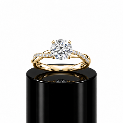 Round Diamond Twisted Engagement Ring