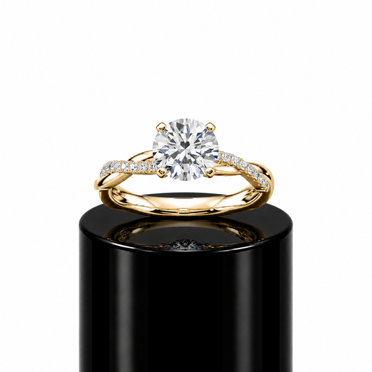Round Diamond Twisted Engagement Ring