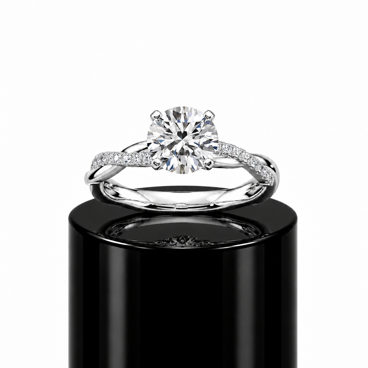 Round Diamond Twisted Engagement Ring