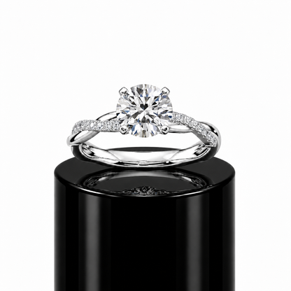 Round Diamond Twisted Engagement Ring