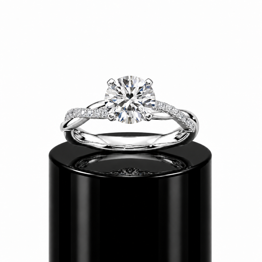 Round Diamond Twisted Engagement Ring