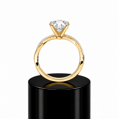 Round Diamond Twisted Engagement Ring