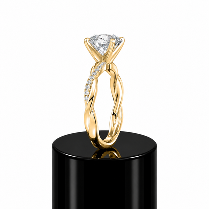 Round Diamond Twisted Engagement Ring