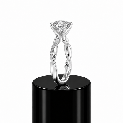 Round Diamond Twisted Engagement Ring