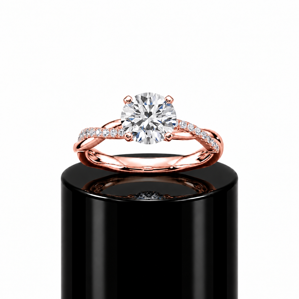 Round Diamond Twisted Engagement Ring