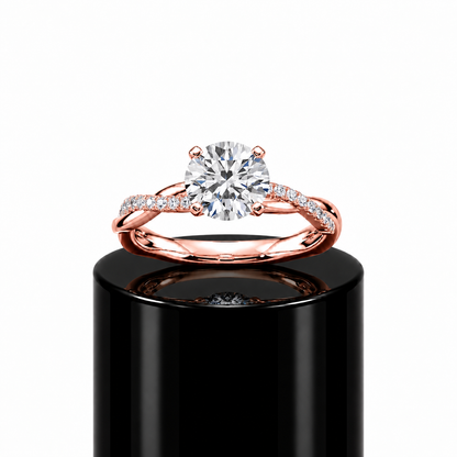 Round Diamond Twisted Engagement Ring