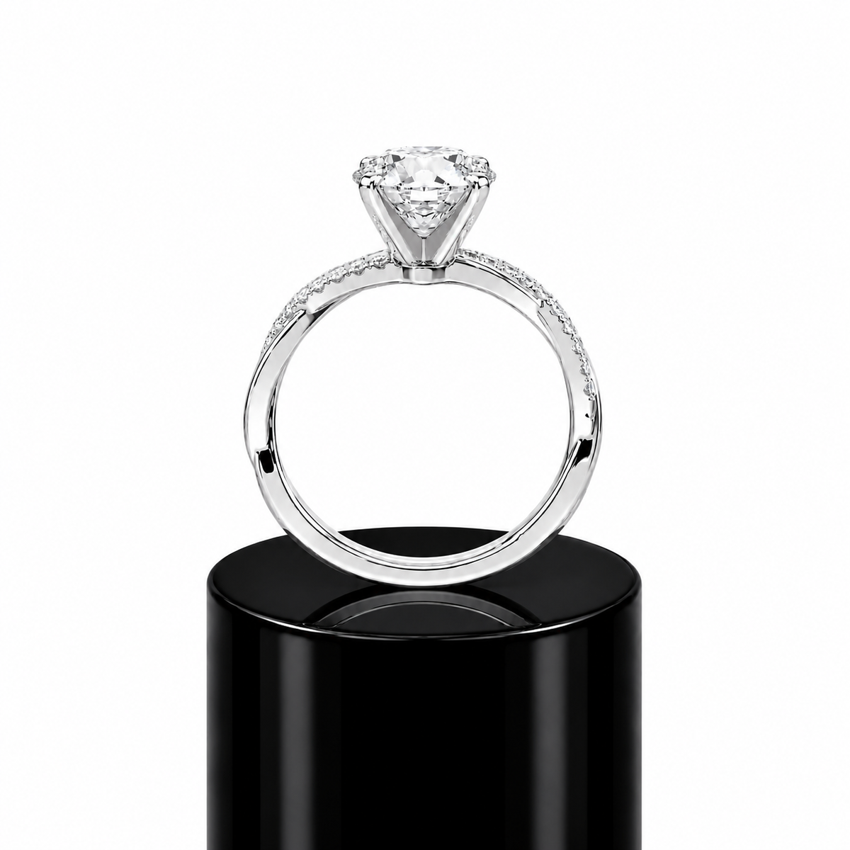Round Diamond Twisted Engagement Ring