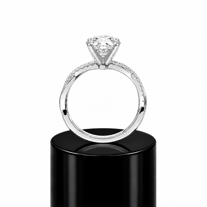 Round Diamond Twisted Engagement Ring