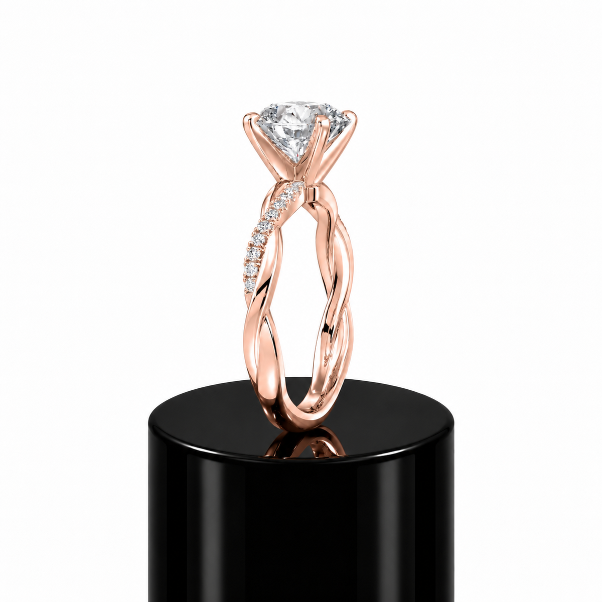 Round Diamond Twisted Engagement Ring