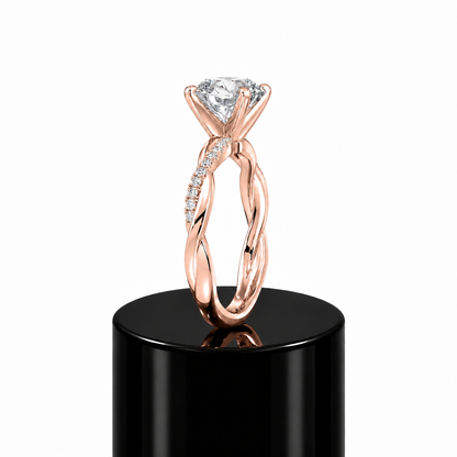 Round Diamond Twisted Engagement Ring