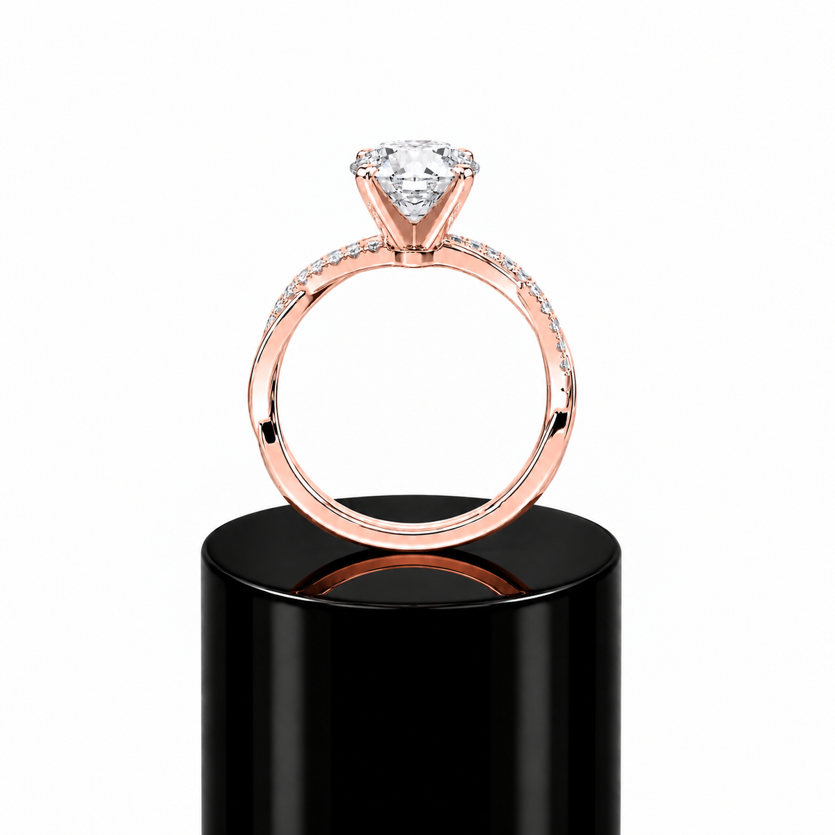 Round Diamond Twisted Engagement Ring