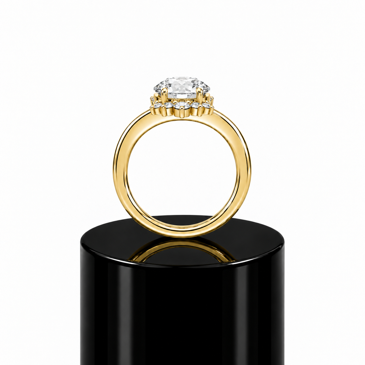 Round Crowned Diamond Engagement Ring