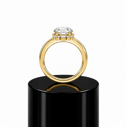 Round Crowned Diamond Engagement Ring