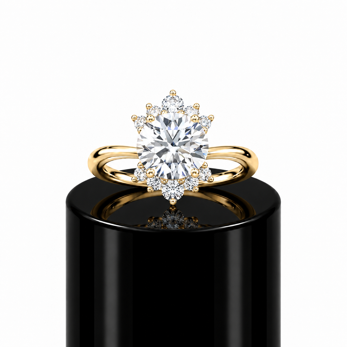 Round Crowned Diamond Engagement Ring