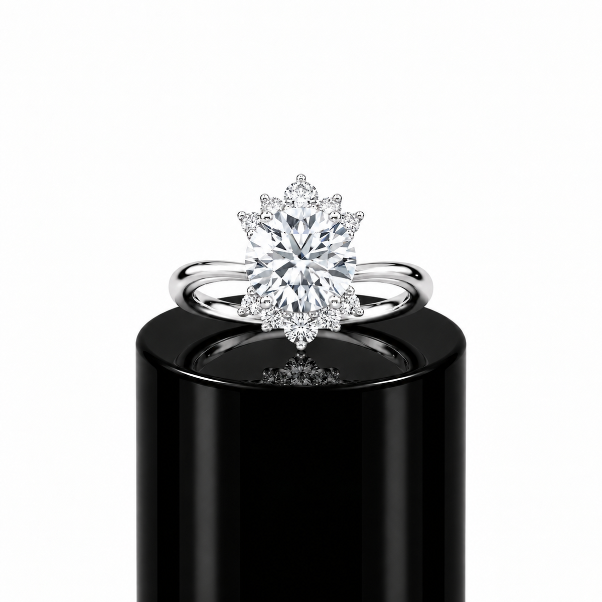 Round Crowned Diamond Engagement Ring