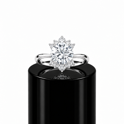 Round Crowned Diamond Engagement Ring