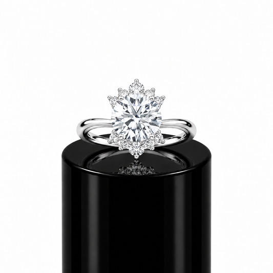 Round Crowned Diamond Engagement Ring